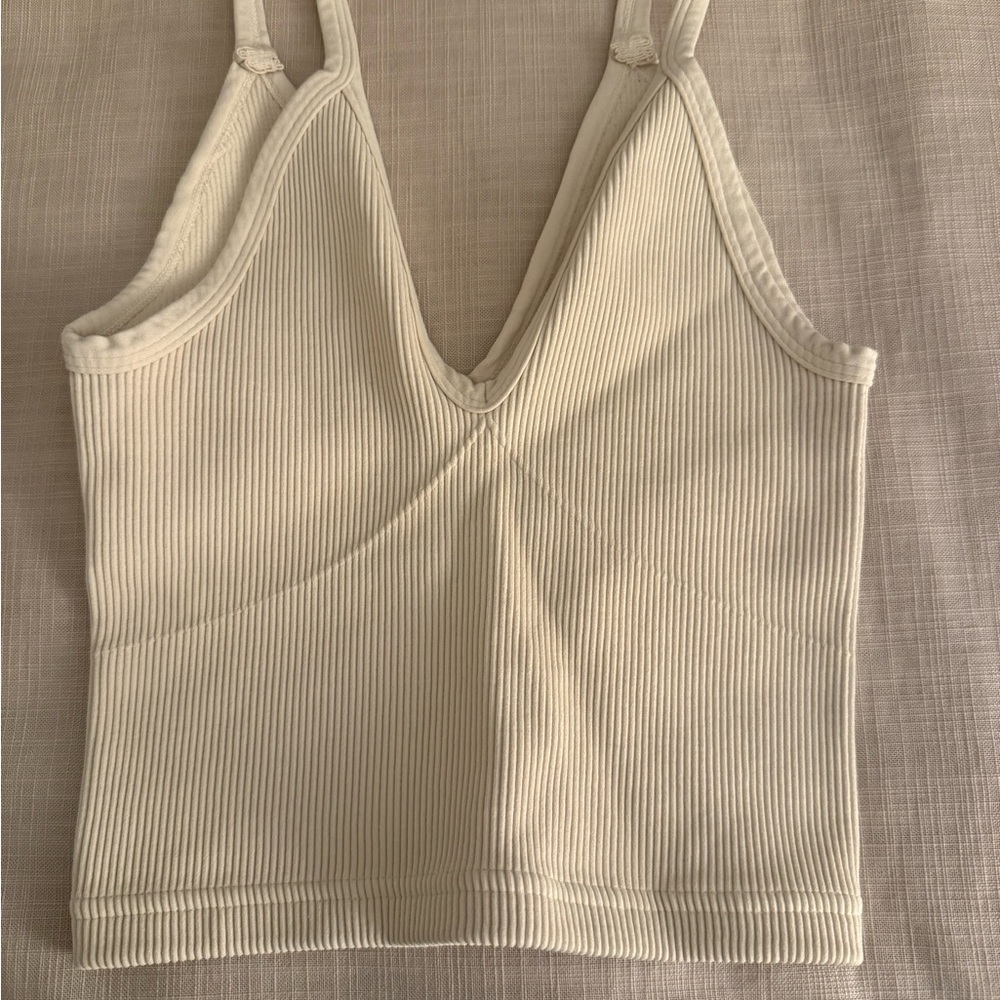 FP Movement Cream Ribbed Crop Tank Top